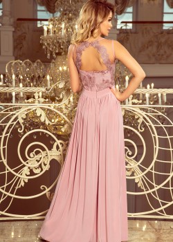 215-5 LEA kleita ar garām piedurknēm ar izšūtu dekoltē - TAUPE 215-5 LEA kleita ar garām piedurknēm ar izšūtu dekoltē - TAUPE