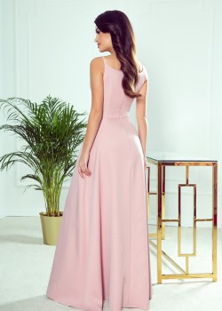 299-2 CHIARA eleganta maxi kleita ar lencītēm - netīri rozā 299-2 CHIARA eleganta maxi kleita ar lencītēm - netīri rozā