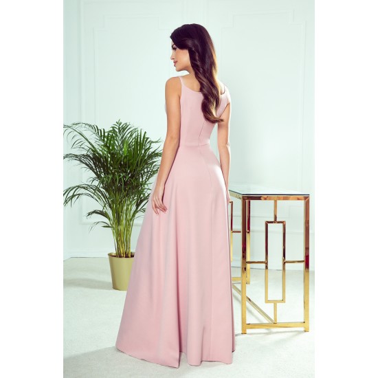 299-2 CHIARA eleganta maxi kleita ar lencītēm - netīri rozā