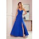 299-3 CHIARA eleganta maxi kleita ar lencītēm - karaliski zila