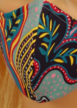 CV08 Atkārtoti lietojamās dekoratīvās maskas - tirkīzs - 100% kokvilna - 2 gab CV08 Atkārtoti lietojamās dekoratīvās maskas - tirkīzs - 100% kokvilna - 2 gab