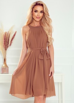350-8 ALIZEE - šifona kleita ar iesējumu - MOCCA 350-8 ALIZEE - šifona kleita ar iesējumu - MOCCA
