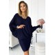 402-1 Bat dress with a neckline - navy blue with glitter     