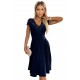 381-4 LINDA - chiffon dress with lace neckline - Navy blue     