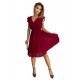 374-2 POLINA Pleated dress with a neckline and frills - Burgundy color     