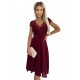 381-5 LINDA - chiffon dress with lace neckline - Burgundy color     