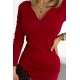 403-2 ANGELA Classic dress with a neckline and long sleeves - Burgundy color     