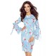 428-1 Dress with flared tied sleeves - little roses on jeans     