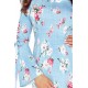 428-1 Dress with flared tied sleeves - little roses on jeans     