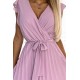 374-3 POLINA Pleated dress with a neckline and frills - dirty pink     