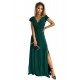 411-1 CRYSTAL long shimmering dress with a neckline - green     