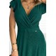 411-1 CRYSTAL long shimmering dress with a neckline - green     