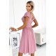 425-2 MATILDE Dress with a neckline and short sleeves - powder pink with glitter     