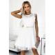 454-1 GRETA dress with lace and gold belt - white     