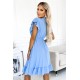 455-2 CORNELIA dress with frill, neckline and tie - light blue     