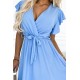 455-2 CORNELIA dress with frill, neckline and tie - light blue     