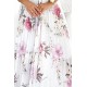 434-6 LISA Pleated midi dress with a neckline and frills - spring flowers on a white background     