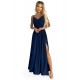 299-10 CHIARA elegant maxi dress with straps - dark blue with glitter     