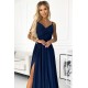 299-10 CHIARA elegant maxi dress with straps - dark blue with glitter     