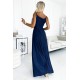 299-10 CHIARA elegant maxi dress with straps - dark blue with glitter     