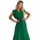 485-1 Pleated dress with frills, neckline and black belt - green     