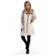 495-1 Suede coat with a hood, zipper and pockets - beige     