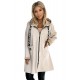 495-1 Suede coat with a hood, zipper and pockets - beige     