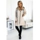 495-1 Suede coat with a hood, zipper and pockets - beige     