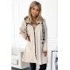 495-1 Suede coat with a hood, zipper and pockets - beige     