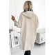 495-1 Suede coat with a hood, zipper and pockets - beige     