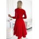 210-16 NICOLLE - dress with lace neckline and longer back - red     