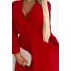 313-13 ISABELLE Pleated dress with long sleeves and envelope neckline - red     