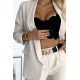 492-1 Elegant set - jacket and trousers with a belt - beige     