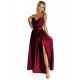 299-13 CHIARA elegant satin maxi dress with straps - Burgundy color     