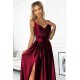 299-13 CHIARA elegant satin maxi dress with straps - Burgundy color     