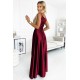 299-13 CHIARA elegant satin maxi dress with straps - Burgundy color     