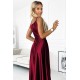 299-13 CHIARA elegant satin maxi dress with straps - Burgundy color     