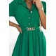 461-2 Shirt dress with buttons and a gold belt - green     