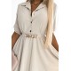 461-1 Shirt dress with buttons and a gold belt - beige     