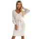 507-1 Openwork sweater dress with a neckline and ties - beige     