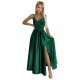 512-1 JULIET elegant long satin dress with a neckline - green     