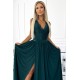 211-6 LEA long dress with lace neckline - green     