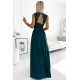 211-6 LEA long dress with lace neckline - green     