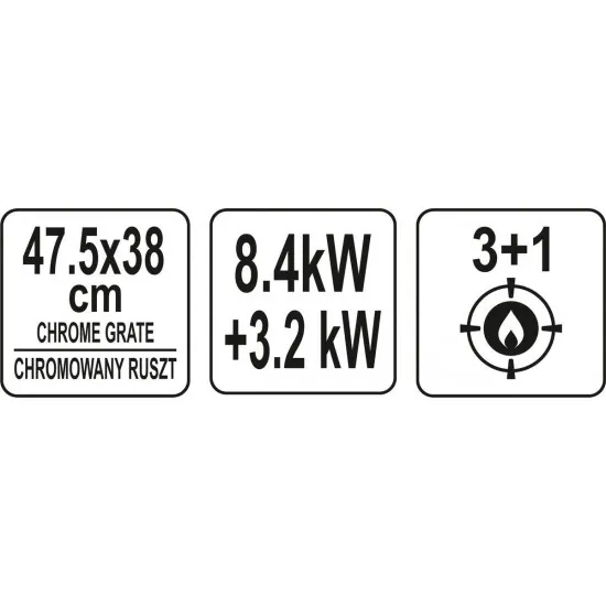 Gāzes grils 3in1, 11,6 kW. (99646) Gāzes grils 3in1, 11,6 kW. (99646)