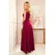 299-5 CHIARA eleganta maxi kleita ar lencītēm - Burgundijas krāsā