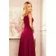 299-5 CHIARA eleganta maxi kleita ar lencītēm - Burgundijas krāsā