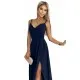 299-7 CHIARA eleganta maxi kleita ar lencēm - tumši zila 299-7 CHIARA eleganta maxi kleita ar lencēm - tumši zila