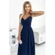 299-7 CHIARA eleganta maxi kleita ar lencēm - tumši zila 299-7 CHIARA eleganta maxi kleita ar lencēm - tumši zila