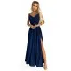 299-10 CHIARA eleganta maxi kleita ar lencītēm - tumši zila ar spīguļiem