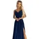 299-10 CHIARA eleganta maxi kleita ar lencītēm - tumši zila ar spīguļiem
